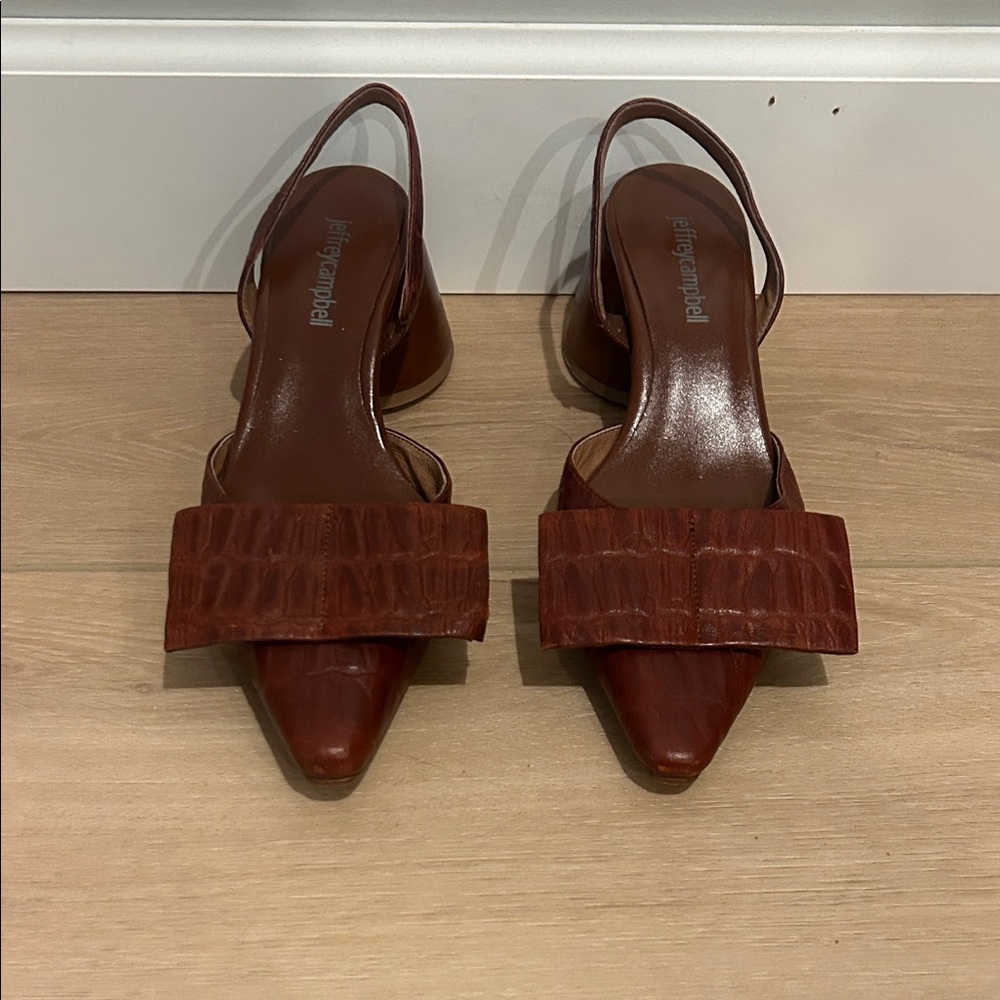 Jeffrey Campbell Rust Brown Pointed Slingback Mules